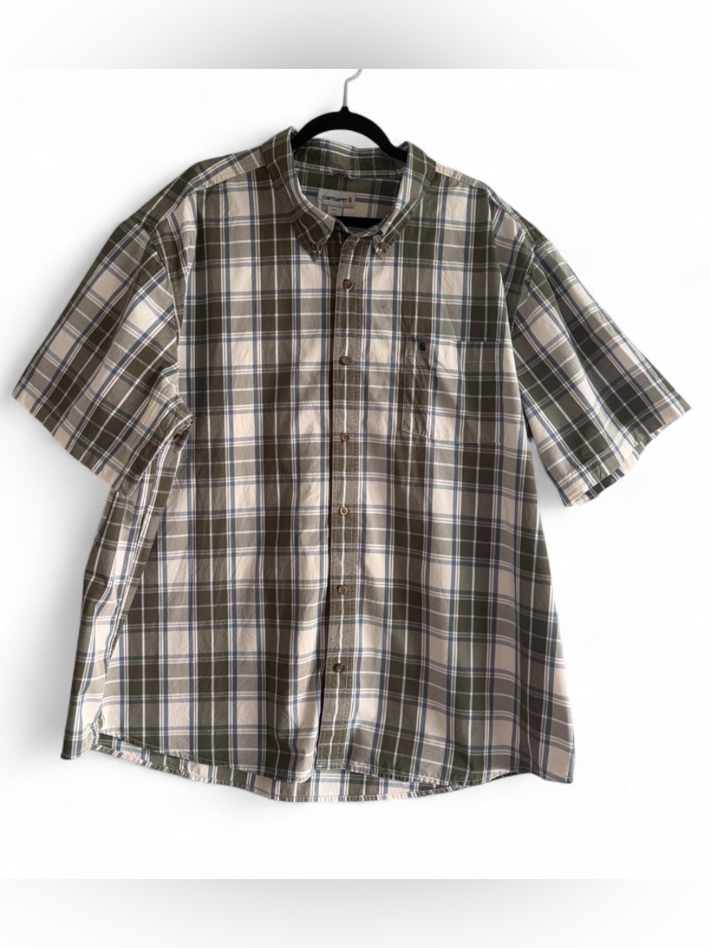 Carhartt 4XL Short Sleeve Plaid Button Down Shirt Relaxed Fit Workwear Outdoor